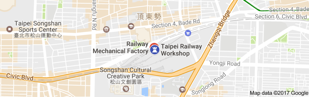 map showing Taiwan Taipei Railway Museum Workshop