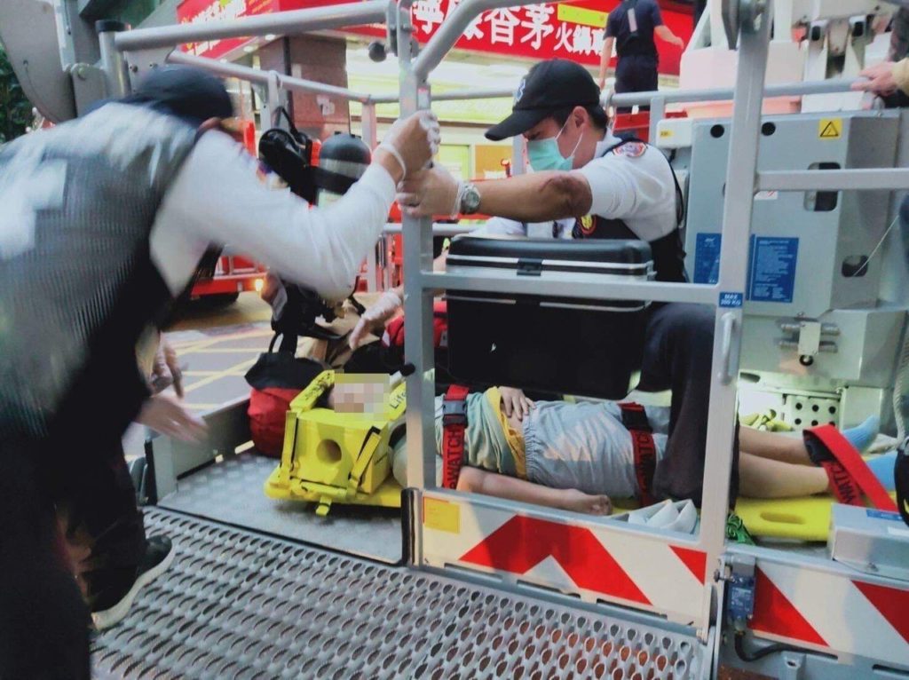 boy stabilized and moved by paramedics.