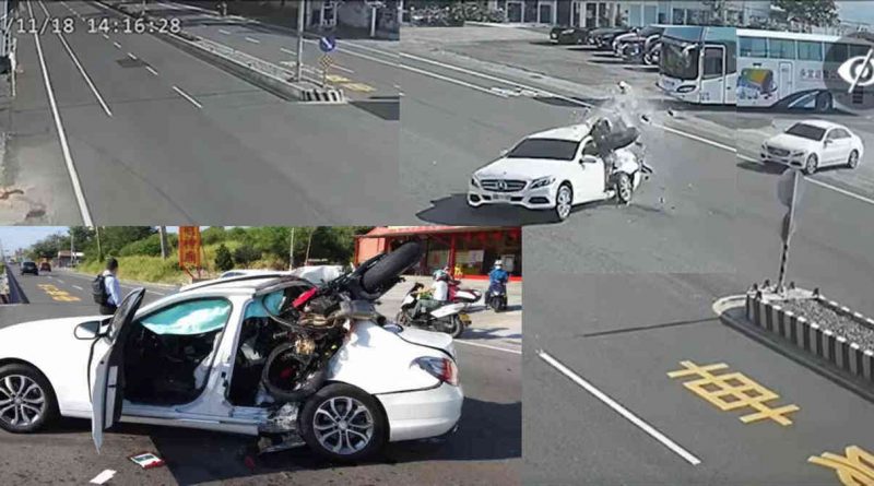 composite image of car and motorcycle crash